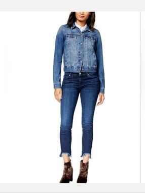 Hudson Colette Mid Rise, Chewed Hem Cropped Skinny Jeans, Sz 27